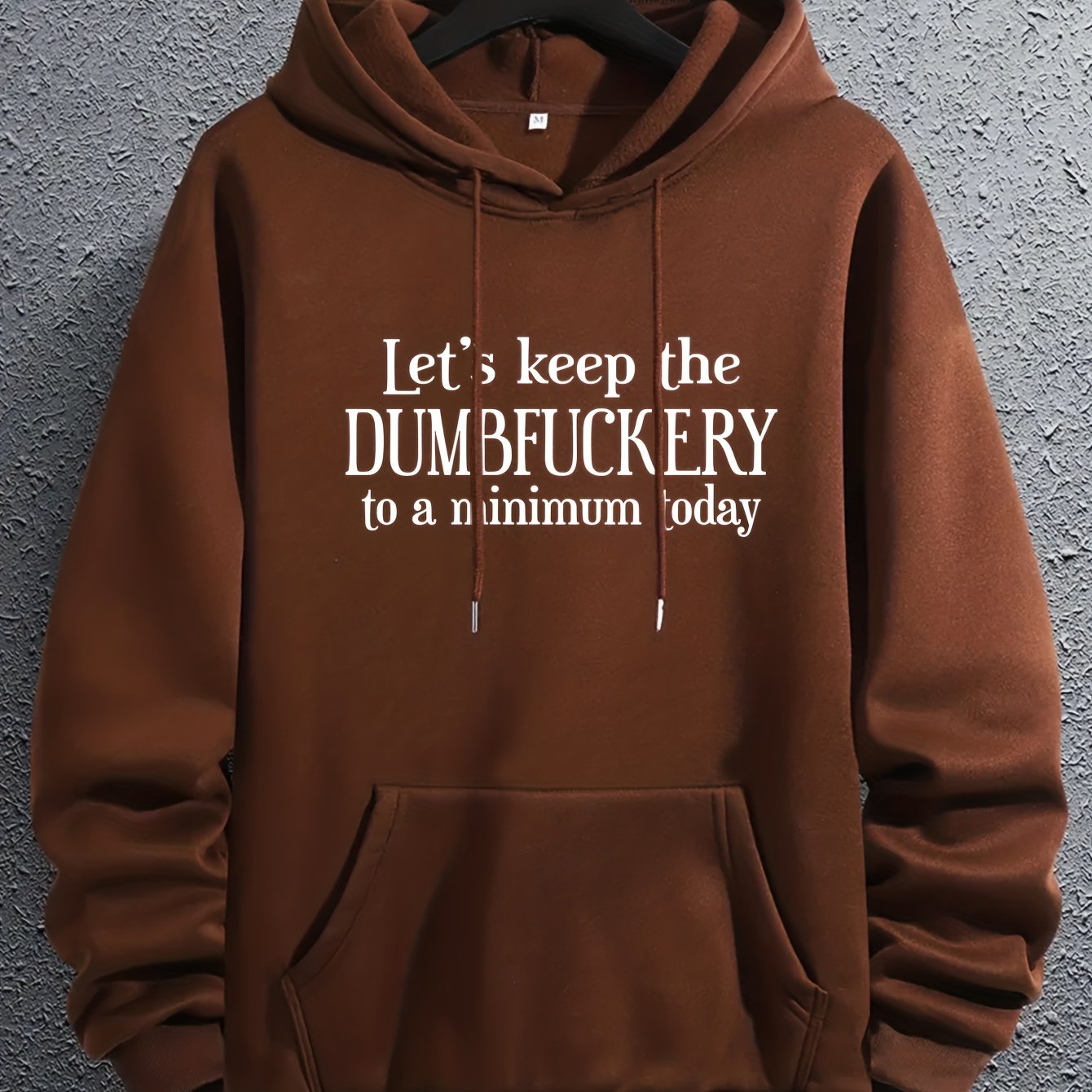 DUMFUCKERY Print Hoodies For Men, Graphic Hoodie With Kangaroo Pocket, Comfy Loose Trendy Hooded Pullover, Mens Clothing For Autumn Winter