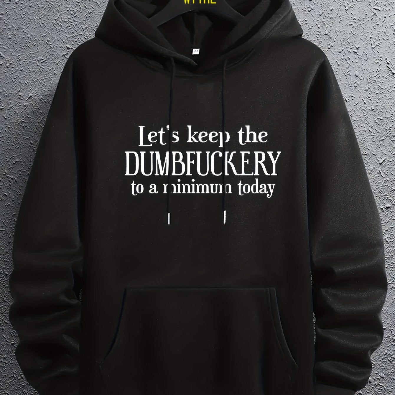 DUMFUCKERY Print Hoodies For Men, Graphic Hoodie With Kangaroo Pocket, Comfy Loose Trendy Hooded Pullover, Mens Clothing For Autumn Winter